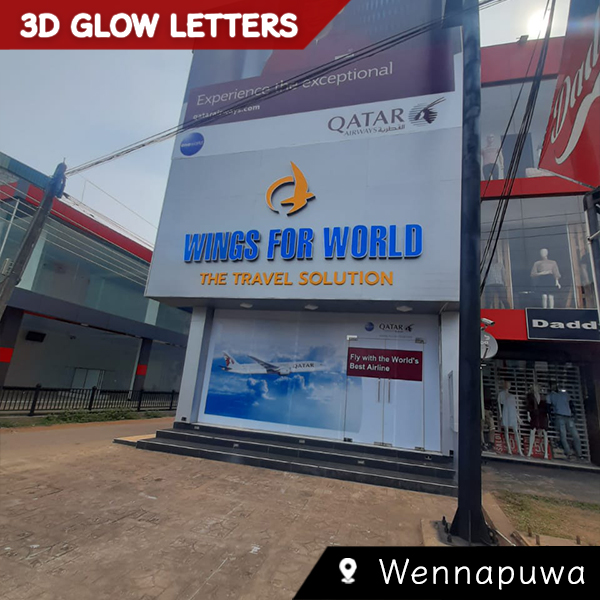 3D Glow Letters; 3D and Creative Signages; Nameboard; Trans Interior & Signage; Akuru; Creative Signages; Emboss Letters; Letters with Light; Advertising; 3D Letters; Indoor 3D Letters; Shadow Letters